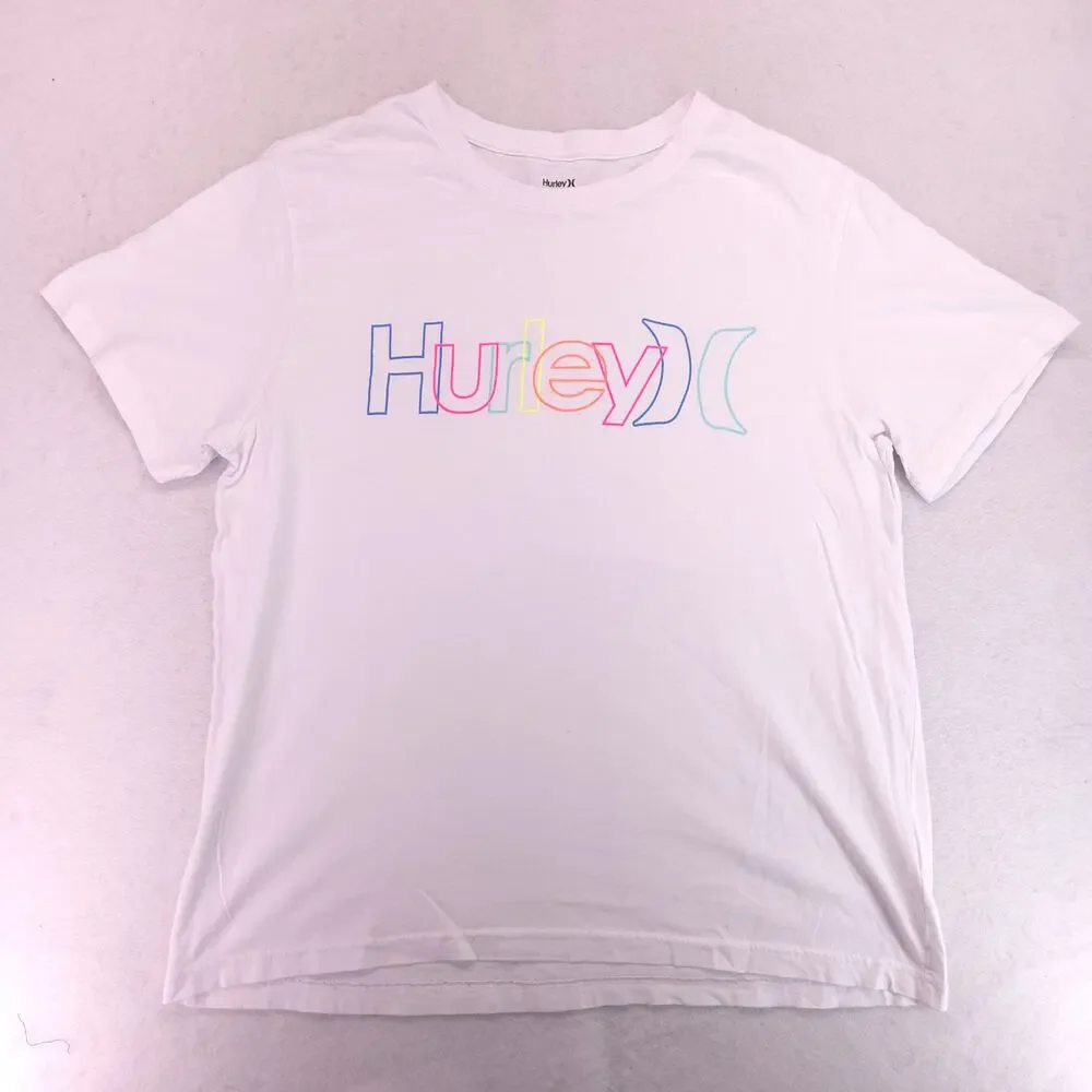 Hurley Casual Crew Neck Graphic T-Shirt Mens Size Extra Large XL White Multi